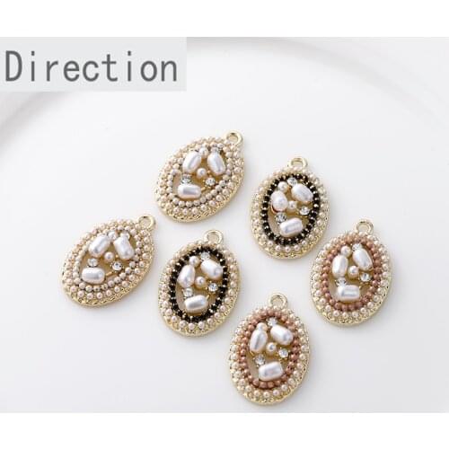 Exquisite alloy pearl oval hollow pendant DIY handmade earrings necklace accessories materials