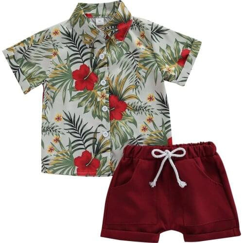 Kids Boys Summer Clothes Toddler Gentleman Floral T-shirt Tops Shorts Outfits 2Pcs Kids Baby Boys Casual Clothes Sets