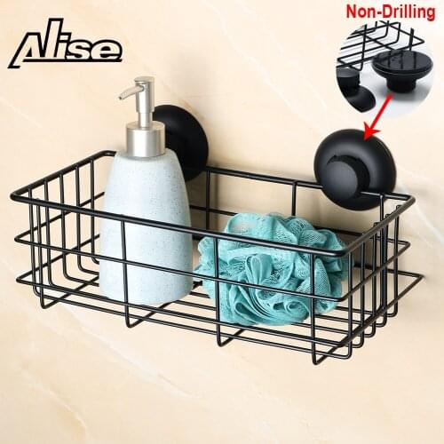 Alise Shower Caddy Bathroom Basket Storage Holder Suction Cups Iron Storage Basket 304 Stainless Steel Non-Drilling