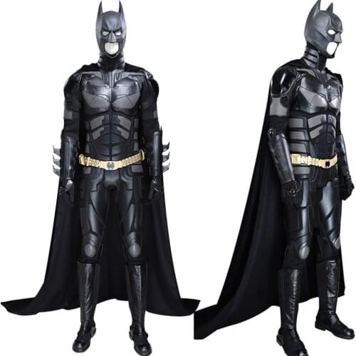 Superhero Knight Bat Clothes Cosplay Costume Bruce Wayne Outfit Halloween Carnival Clothing Full Props With Boots