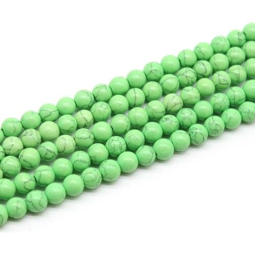 Natural Stone Smooth Light Green Turquoises Round Loose Beads 15" Strand 4 6 8 10 12 MM Pick Size For Jewelry Making DIY