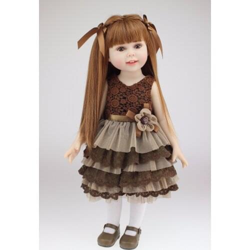 Can Stand American Doll bebe reborn girl real full vinyl doll Cute 45 CM Toys For Kids Gifts Birthday Brinquedo