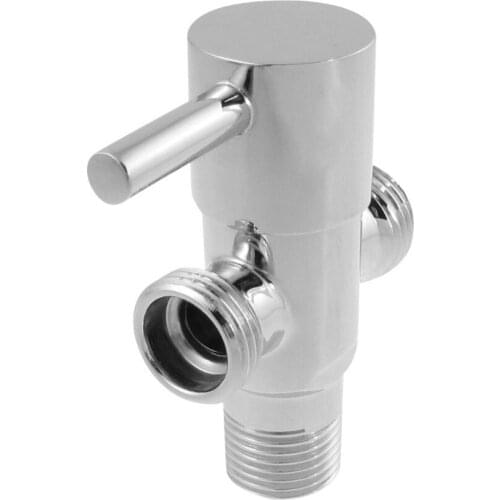Brass Chrome Finish 1 Inlet 2 Outlet 21mm Thread Shutoff Stop Angle Valve