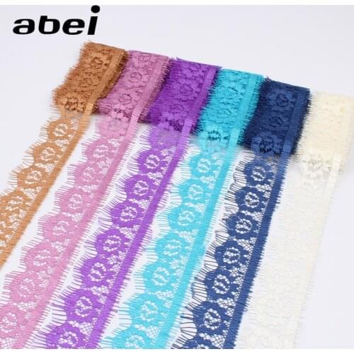 150cm Length 4cm Width Embroidered Flower Lace Trims 6 Colors Eyelash Ribbon Tape DIY Sewing Handmade Garments Accessories