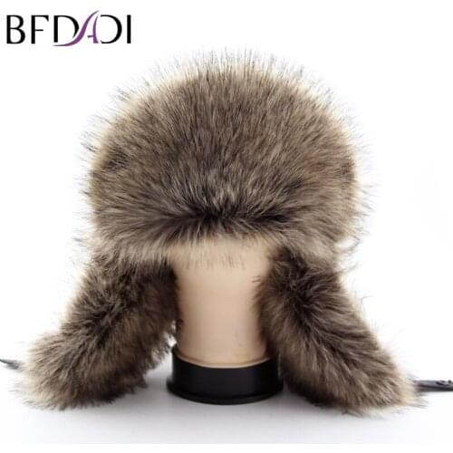 BFDADI Hot Sale faux fur Ear Flaps Cap trapper snow ski snowboard warm winter aviator bomber hats caps women men Free Shipping