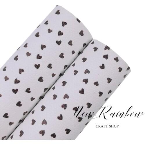 New Rainbow 30x22CM/A4 Black & White Small Heart Quality Litchi Leatherette Sheet For Baby Bows, Accessories, DIY Crafts
