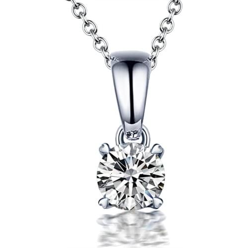 LOVERJEWELRY Diamond Pendant Necklace Pure 18KT White Gold Charming 0.31ct Round Diamond Fine Jewelry For Women Diamond Necklace