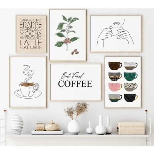 But First Coffee Minimalist Cups Coffee Kitchen Art Prints Poster Nordic Canvas Wall Paintings Pictures Living Room Home Decor