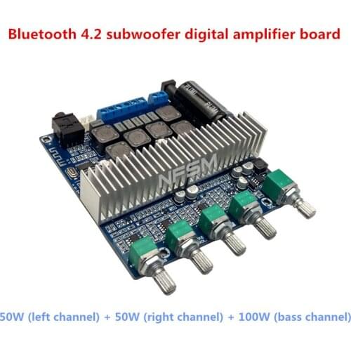 2*50W+100W New TPA3116D2 Subwoofer Amplifier Board 2.1 Channel High Power Bluetooth 4.2 Audio Amplifier Board