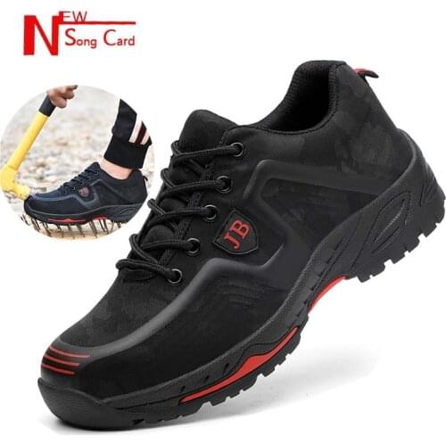 New song card fashion Mens spring summer Steel toe safety shoes Outdoor indestructible Anti-slip Steel Puncture Proof work Boot
