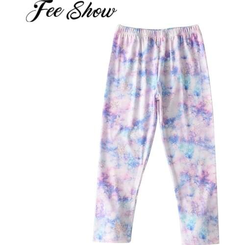 3-8Y Girls Pants Kids Casual Tie-dye Pants For Girls Cute Cartoon Print Long Trousers Children Summer Soft Cotton Sports Pants