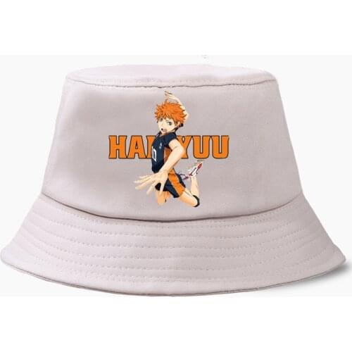 Japanese Anime Haikyuu High School Bucket Hat Karasuno Volleyball Club Caps Summer Fisherman Panama Bob Hats Hip Hop Beach Cap