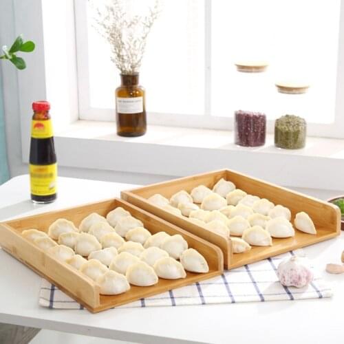 Rectangular Bamboo Dumpling Storage Tray Multi Purpose Breads Display Rack Plate Home Kitchen Accessories Food Organization