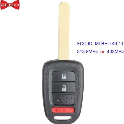 KEYECU for Honda CR-V Crosstour Fit Remote Key Fob 313.8MHz FCC ID: MLBHLIK6-1T 35118-TY4-A00