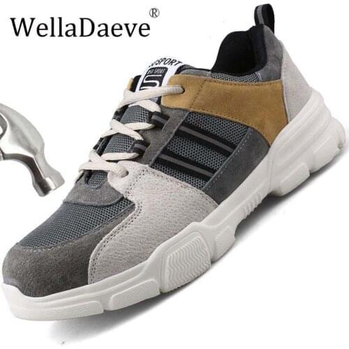 Work Boots Construction Men Outdoor Steel Toe Cap Shoes Light Breathable Sneaker Anti-smashing Anti-piercing Safety Footwear