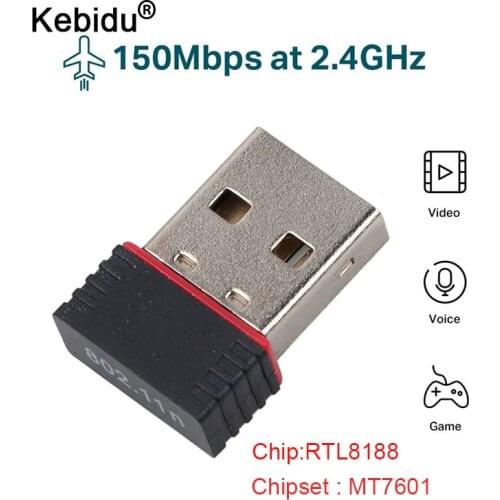 Portable Mini Network Card USB 2.0 WiFi Wireless Adapter Network LAN Card 150Mbps 802.11 n/g/b RTL8188EU Adaptor for PC Desktop