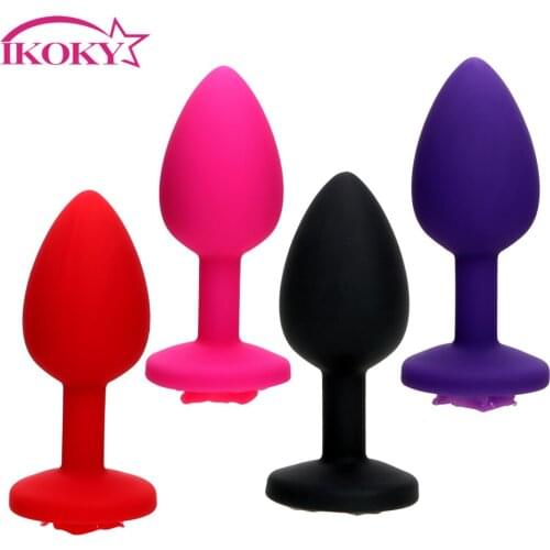 IKOKY Rose Flower Silicone Erotic Sex Toys For Women Anal Butt Plug Prostate Massage G Spot Stimulator