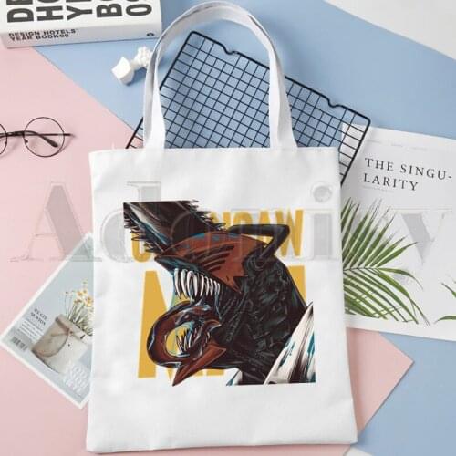 Chainsaw Man Manga Pochita Makima Kawaii Graphic Handbags Shoulder Bags Casual Shopping Girls Handbag Women Elegant Canvas Bag