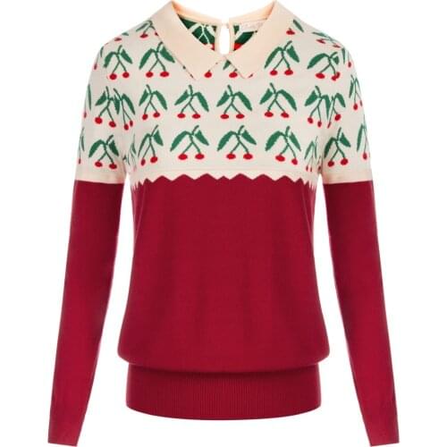 Women Contrast Color Sweater Long Sleeve Lapel Collar Pullover Knitwear Long-sleeved Lapel Contrast Sweater Ribbed Sleeve Cuffs