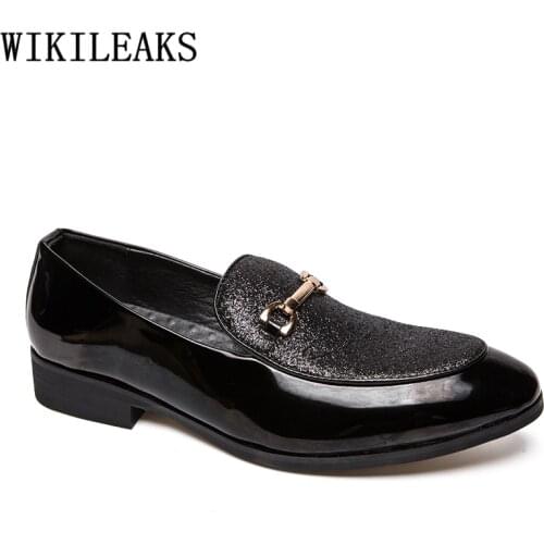 Party Shoes For Men Fashion Coiffeur Glitter Formal Shoes Men Elegant Italian Brand Dress Shoes Men Wedding Sepatu Slip On Pria