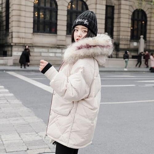 Medium-length cotton clothing womens 2019 new Korean version loose relaxed thin plus thick ins anti-season down cotton coat w