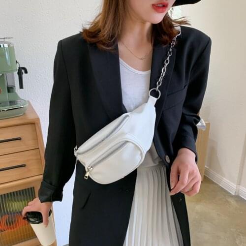 Womens Waist Bag 2020 New Versatile Functional Chest Bag Female Fashion PU Single Shoulder Strap Chain Bag Mobile Phone Bag