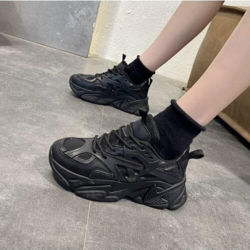 HOT 2021 Sneakers Women Platform Casual Shoes Fashion Sneakers Platform Basket Femme Yellow Lace-Up Casual Chunky Shoes 35- 40