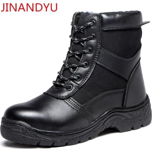Winter Outdoor Warm Steel Toe Safety Shoes Snow Boots Men Shoes Anti-smashing Anti-piercing Work shoes Leather Boots Men