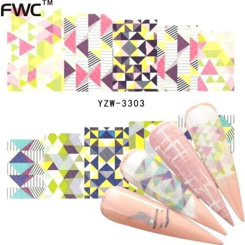2021 New Arrival 1 PC Nail Art Elegant Plaid Water Design Tattoos Nail Sticker Decals for Beauty Manicure Tools