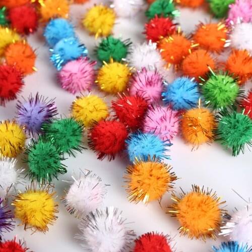 50PCS 2.5cm Glitter pompom Tinsel Chenile pom-poms Kids DIY craft material Christmas ornament Activity Kindergarten accessories