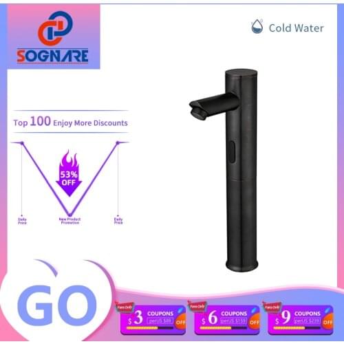 Automatic Sensor Faucet Touchless Infrared Sensor Faucet Inductive Electric Water Tap Mixer Battery Power Black Basin Faucet