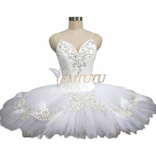 White Swan Lake Adult Child Professional Ballet Costume Dress for Women White Feather Classical Pancake Ballet Tutus Custom Made