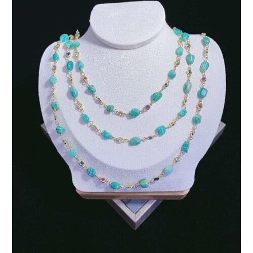 1 Meters natural Stones jewelry Colorful CZ Necklace Link Chain