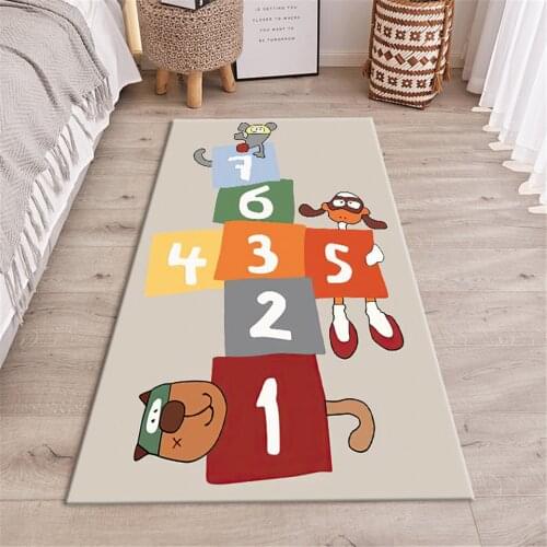 Cartoon Animal Number Long Bedside Mat Kids Home Decorations Anti-slip Floor Mat For Kitchen Door Mat Entrance Children Room