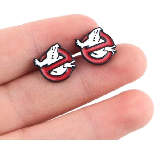 DZ1047 Ghostbusters Movie Cute Stud Earrings for Womens Stainless Steel Jewelry Kids Gifts Girls