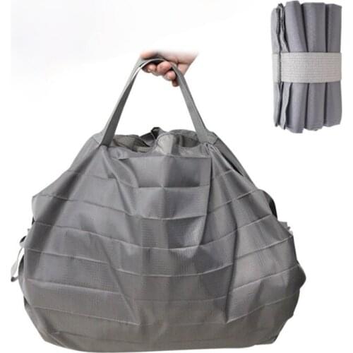 Eco-Friendly Folding Shopping Bag Reusable Portable Handbag Grocery Pocket Tote Bags Pleated Embossed Polyester Storage Bag