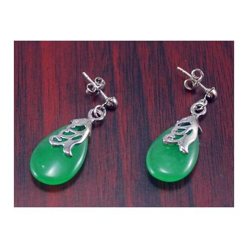 Elegant green jade Drop Earring