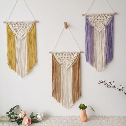 Elegant Tassel Bohemian Tapestry Wall Hanging Chic Geometric Art Handicrafts Cotton Woven Tapestry Home Living Room Decoration