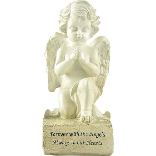 European White Cute Cupid Angel Decoration Desktop Ornament Wedding Gift Creative Figurines Resin Praying Angel Statues