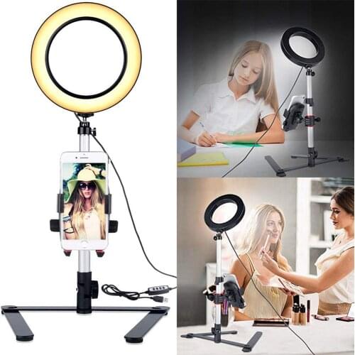 Tripod For phones Live 360 Degree Long Arm Flexible Desktop Metal Bracket Tripod mount Bracket Stand with LED Fill Light LN