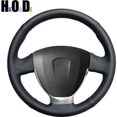 Hand-stitched Black Artificial Leather Car Steering Wheel Cover for Lada Priora 2013-2018 Kalina 2 2013-2018
