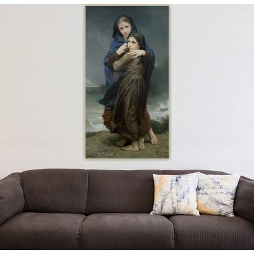 Canvas Oil Painting William Adolphe Bouguereau"The Storm"Wall Art Poster Aesthetic Modern Print Picture Home Hallway Decoration