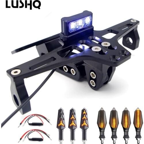 Motorcycle LED License Plate Bracket holder CNC Adjustable for honda forza yamaha r1 2017 ktm 125 sx suzuki gn 125 yamaha xt 600