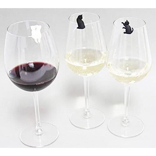 Kitchen Accessories Silicone Kitten Cup Wine Glass Marker Charms Party Gift Label Wine Glasses Marker Recognizer Bar Tools