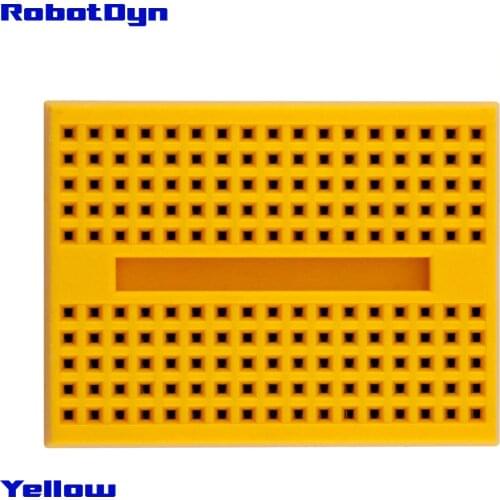 Solderless Mini Breadboard, size: 3.5x4.5cm. Yellow color