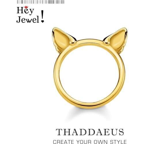 Miaow Ring Cat Ears Gold,Europe Style Playfully Fine Jewerly For Women,2021 Summer Brand New Cute Gift In 925 Sterling Silver