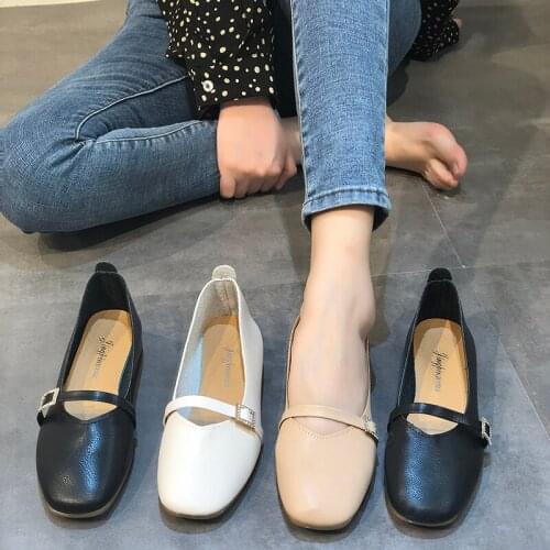 Fashion Solid Color Casual Comfortable Wild Lightweight Flat Shoes Women Spring Buckle Strap Round Toe Zapatillas Mujer W28-19