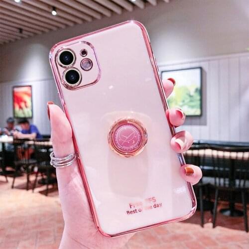 Soft Silicone plating With Ring Stand Phone Case For Huawei P20 P30 P40 Lite Nova 5i Pro P30Lite bag Cover
