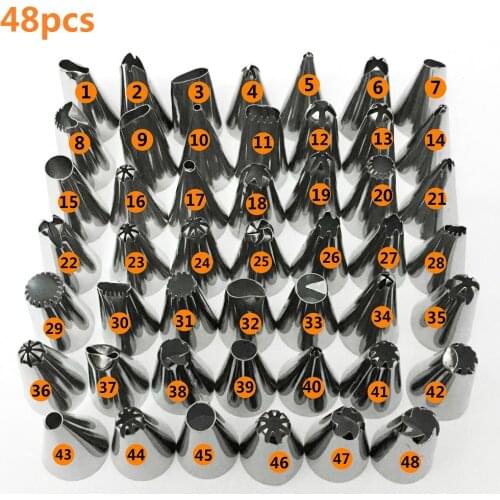 48Pcs Russian Tulip Icing Piping Nozzles Korean Style Pastry Tips Cake Decoration Dessert Baking Stainless Steel Tools