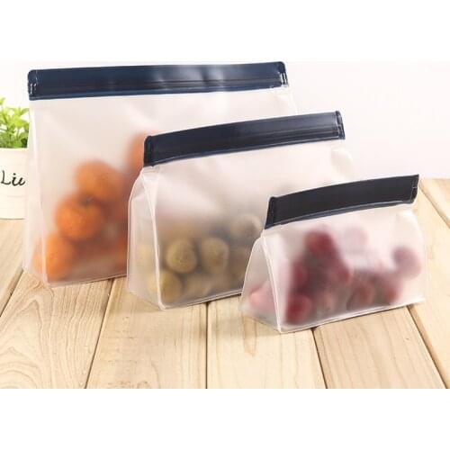 PEVA Food Storage Bag Upgrade Leakproof Top Stand Up Reusable Freezer Sandwich Ziplock Silicone Bag Food Preservation